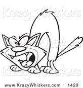 Critter Clipart of a Lineart Hissing Cat by Toonaday