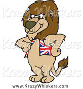 Critter Clipart of a Lion Wearing a British Flag Vest by Dennis Holmes Designs