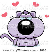 Critter Clipart of a Loving Purple Kitten with Hearts by Cory Thoman