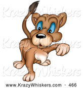 Critter Clipart of a Mean Blue Eyed Lioness Walking Forward on White by Dero