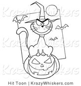 Critter Clipart of a Mean Halloween Cat - Royalty Free by Hit Toon