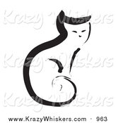 Critter Clipart of a Painted Cat Sitting Upright with Its Tail Curled to Its Body by Xunantunich