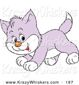 Critter Clipart of a Playful Purple and White Kitty Running by Alex Bannykh