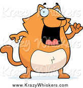 Critter Clipart of a Plump Orange Cat Waving by Cory Thoman