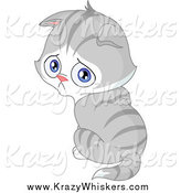 Critter Clipart of a Pouting Gray Kitten Looking over His Shoulder by Yayayoyo