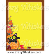 Critter Clipart of a Pumpkin and Black Cat Halloween Background by Maria Bell