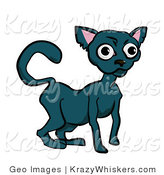 Critter Clipart of a Russian Blue Cat with Wide Eyes by AtStockIllustration