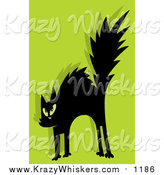 Critter Clipart of a Scared Black Cat on Green by Hit Toon