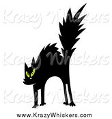 Critter Clipart of a Scared Black Cat with Green Eyes by Hit Toon