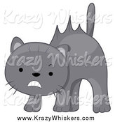 Critter Clipart of a Scared Gray Cat with Hair Sticking up by BNP Design Studio