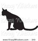 Critter Clipart of a Seated Cat Silhouetted in Black, Facing to the Left by KJ Pargeter