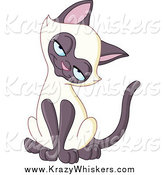 Critter Clipart of a Siamese Kitten Tilting Its Head and Smiling by Yayayoyo