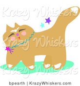 Critter Clipart of a Smiling Japanese Cat Wearing a Blue Collar with Stars by