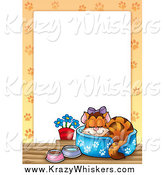 Critter Clipart of a Spoiled Cat in a Bed Border Around White Space by Visekart