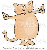 Critter Clipart of a Spoiled Chubby Orange Cat Using Both Front Paws to Flip People off After Not Getting What He Wants by Djart