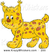 Critter Clipart of a Spotted Bobcat Cub Smiling and Walking to the Left by Alex Bannykh