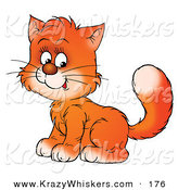 Critter Clipart of a Sweet Orange Kitty Cat Sitting with Its Body Facing Left, Its Head Turned Towards the Viewer by Alex Bannykh