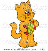 Critter Clipart of a Talented Orange Kitten Standing on Its Hind Legs and Playing an Accordion by Alex Bannykh