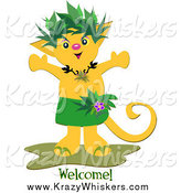 Critter Clipart of a Tropical Welcome Cat by