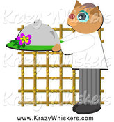 Critter Clipart of a Waiter Cat Holding a Cloche Platter by
