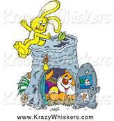 Critter Clipart of a Yellow Rabbit and Cat with a Pail by Alex Bannykh