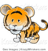 Critter Clipart of an Adorable Orange Tiger with Black Stripes and a Large Head by AtStockIllustration