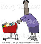 Critter Clipart of an Ethnic Man Going Grocery Shopping at His Local Food Store by Djart