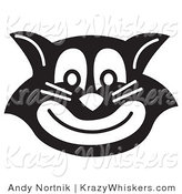 Critter Clipart of an Evil Black and White Cat Grinning by Andy Nortnik