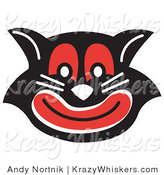 Critter Clipart of an Evil Black Cat with Red Eyes and Mouth Smiling by Andy Nortnik