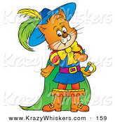 Critter Clipart of an Orange Cat, Puss in Boots, in Colorful Clothes and Cape by Alex Bannykh