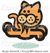 Critter Clipart of an Orange Cat Running and Looking Back over His Shoulder by Andy Nortnik