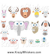 Critter Clipart of Big Eyed Animal Faces by Qiun