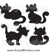 Critter Clipart of Black Cat Silhouettes by Visekart