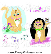 Critter Clipart of Cats, Mice and Paw Prints by