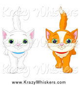 Critter Clipart of White and Ginger Kittens Walking Forward by Pushkin