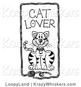 Kitty Clipart of Cat Lover Text over a Feline with a Frame of Yarn - Royalty Free by LoopyLand