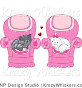 Vector Critter Clipart of Gray and White Cats Cuddled in Their Own Chairs - Royalty Free by BNP Design Studio