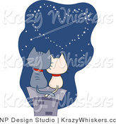 Vector Critter Clipart of Romantic Cats Gazing at Heart Stars - Royalty Free by BNP Design Studio