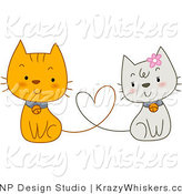 Vector Critter Clipart of White and Orange Cats with Heart Tails - Royalty Free by BNP Design Studio