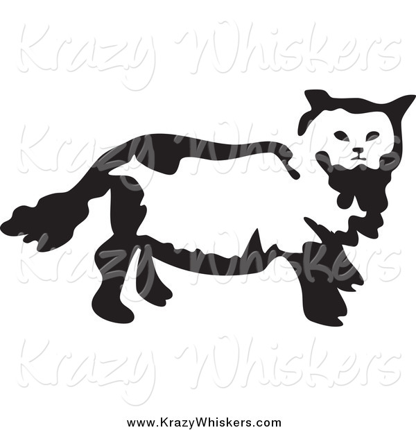 Critter Clipart of a Black and White Cat