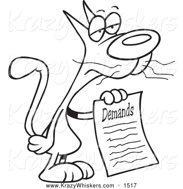 Critter Clipart of a Black and White Cat with a List of Demands