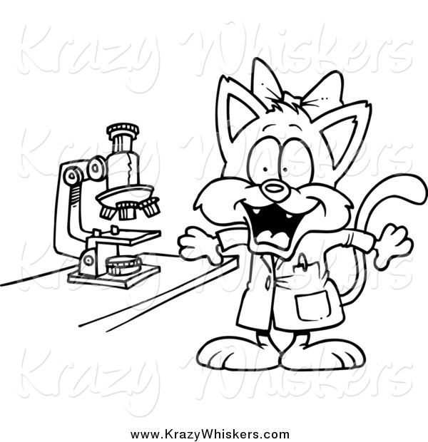 Critter Clipart of a Black and White Female Cat Scientist