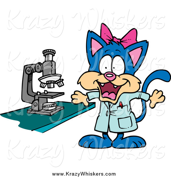 Critter Clipart of a Cartoon Female Cat Scientist
