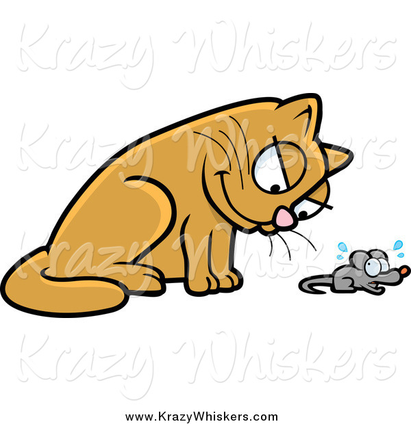 Critter Clipart of a Cat Glaring down at a Mouse