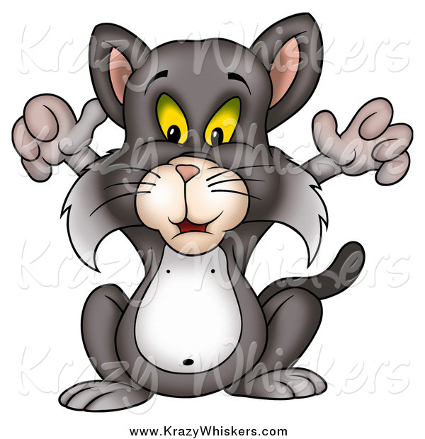 Critter Clipart of a Cat Holding His Front Arms up
