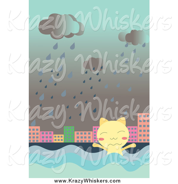 Critter Clipart of a Cat in Flood Waters