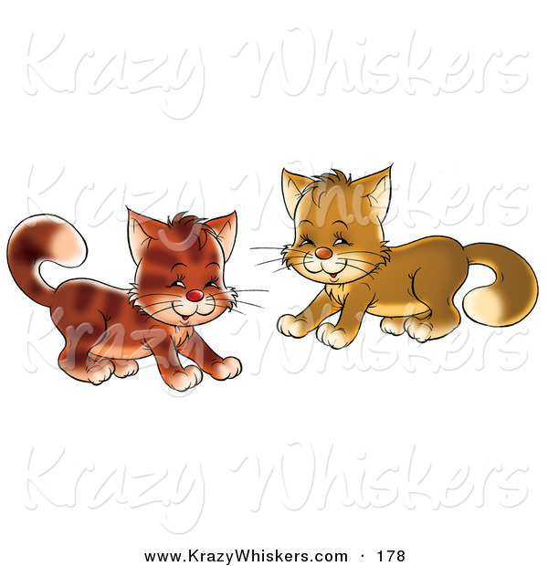 Critter Clipart of a Couple of Playful Brown Kitty Cats Being Frisky
