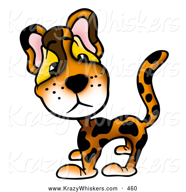 Critter Clipart of a Cute Adorable Leopard with Big Eyes