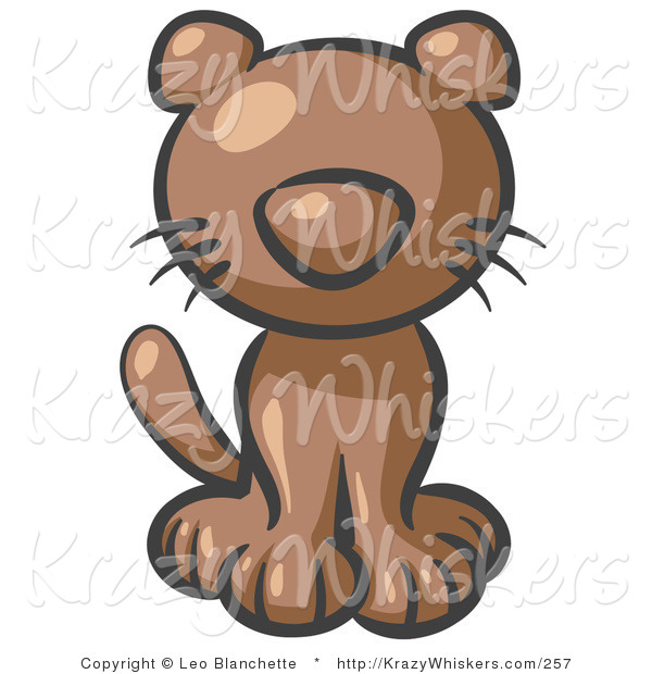 Critter Clipart of a Cute Brown Kitten Looking Curiously at the Viewer