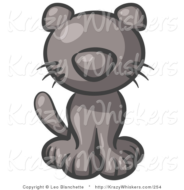 Critter Clipart of a Cute Gray Kitten Looking Curiously at the Viewer